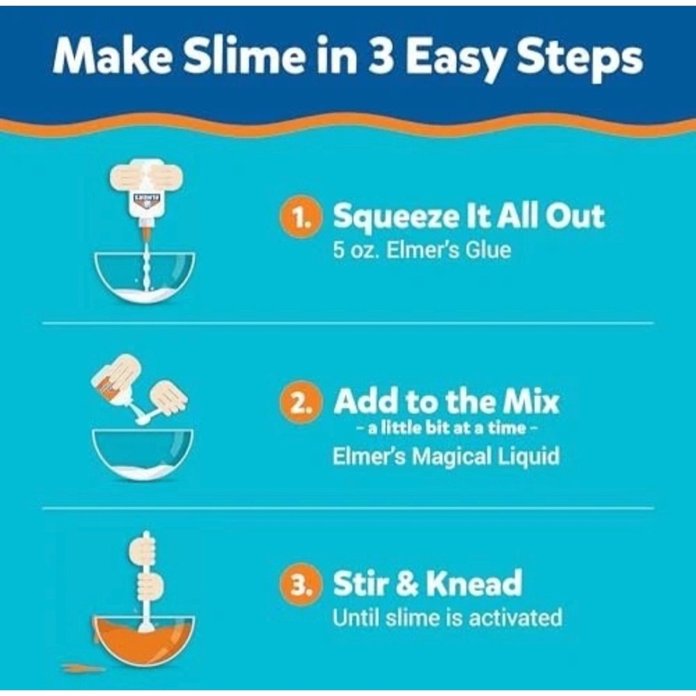 Elmer's Color Rush Slime Kit 10 Piece Set Glow Glitter Color Changing Craft New - Picture 3 of 9